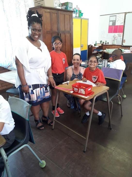 Dr. Magaya with students at Open Air School in Durban, South Africa
